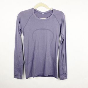 Lululemon Swiftly Speed Long Sleeve Purple Quartz Metallic Womens Size 8 Running
